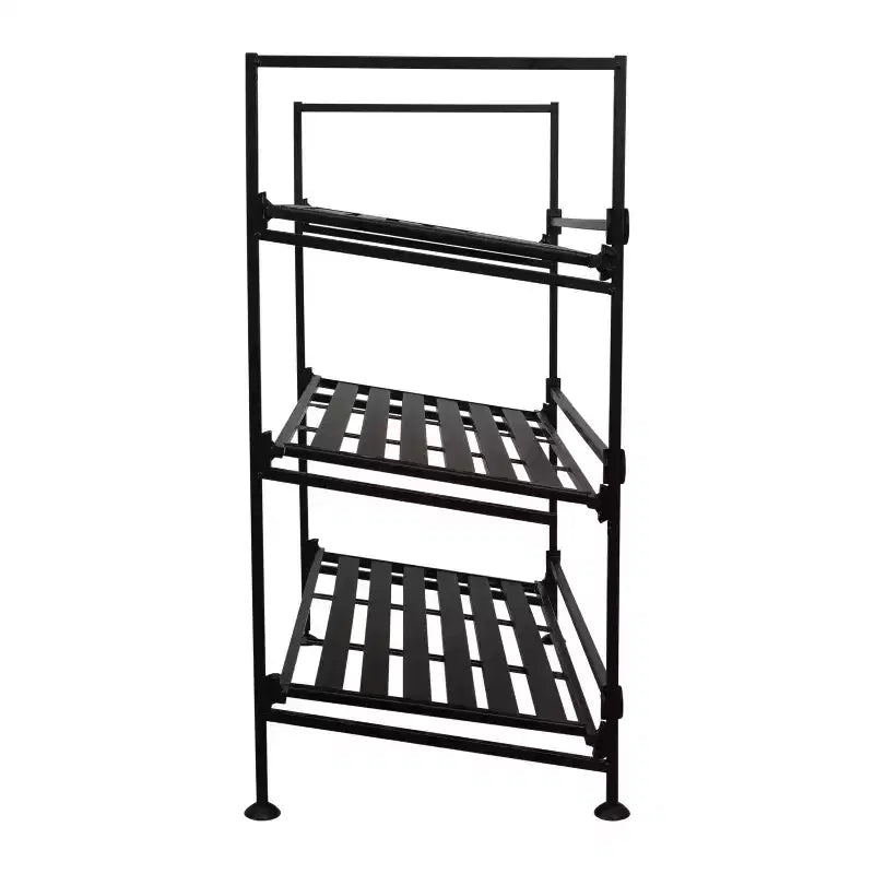 Organize It All 3 Tier Shoe Rack Resin Collection: Metal Frame, Freestanding Shoe Organizer, Holds 9 Pairs, Black