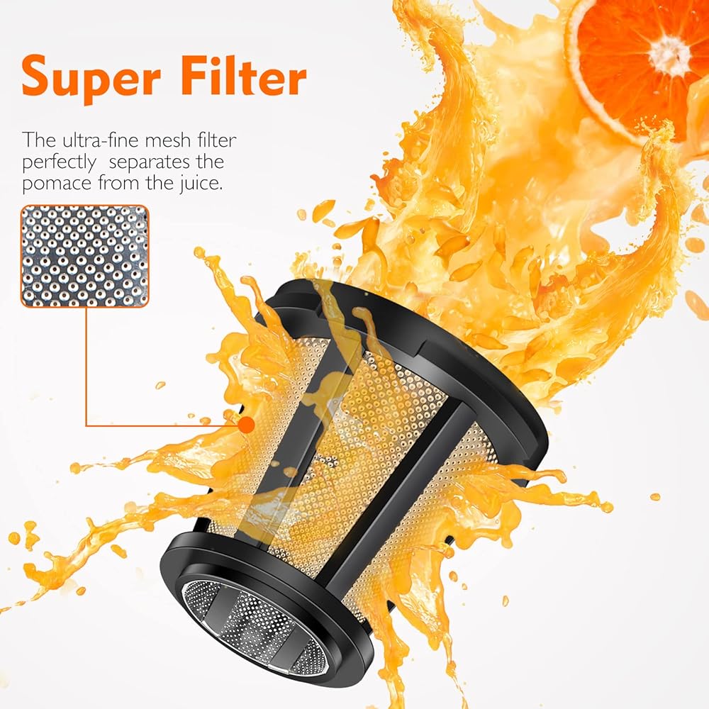 AMZCHEF Extracteur de Jus avec Double Vitesse Modes (Soft et Hard) - Extracteur de Jus de Fruits et Légumes - Juicer Machine avec Bouteille à jus Portable et 2 Tasses - Rouge [Classe énergétique A+++] : Cuisine et Maison