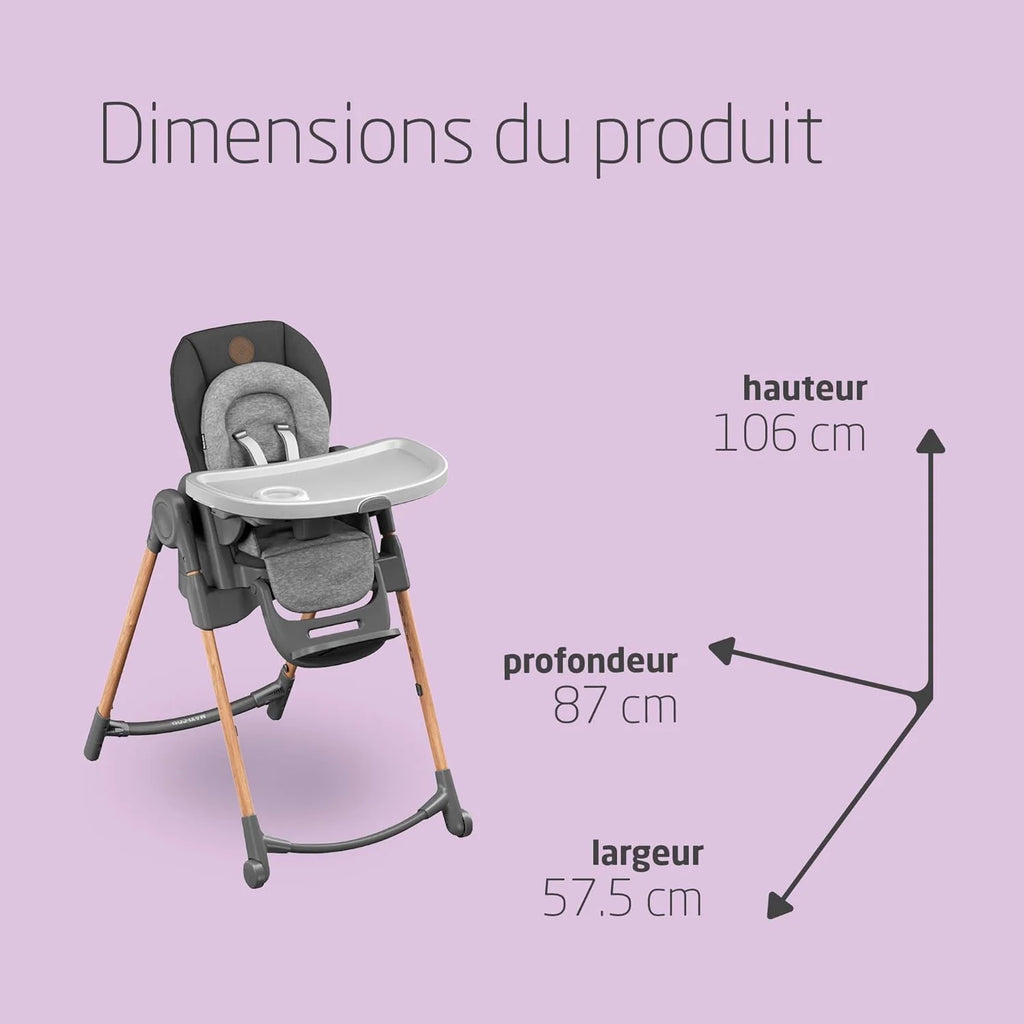Minla Chaise Haute Bébé Evolutive, Chaise Haute Bébé, 9 Hauteurs Réglables, 5 Différentes Inclinaisons, Pliage compact