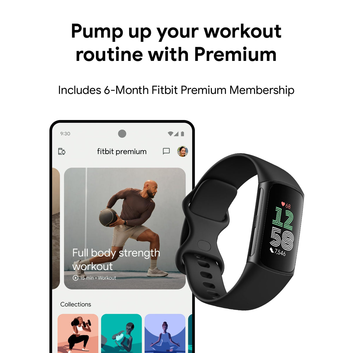 Fitbit Charge 6 Fitness-Tracker, GPS-Sportuhr, Obsidian/Schwarz, S & L Armbänder