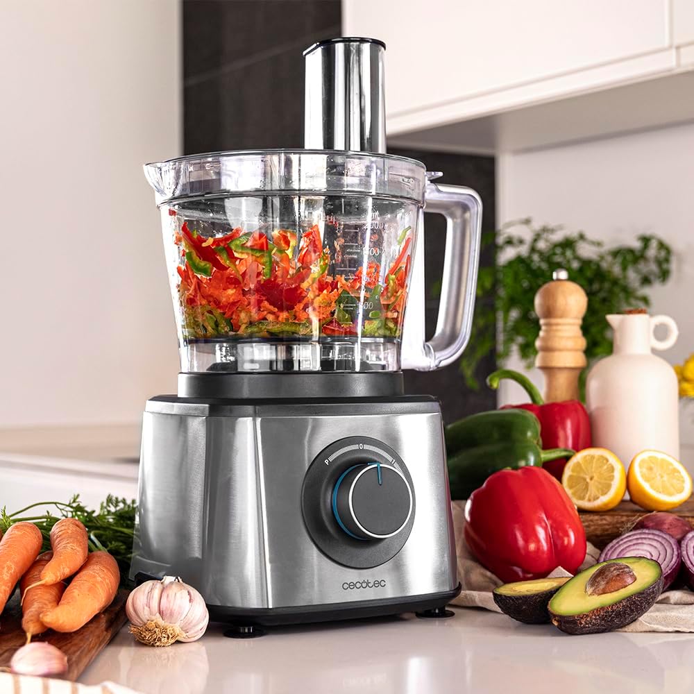 Cecotec Robot culinaire Paprika 1300, 2000W de puissance, en acier inoxydable, bol de 3,5 L, 2 vitesses, 3 disques de coupe, 1 lame pour hacher et 1 pour pétrir : Cuisine et Maison