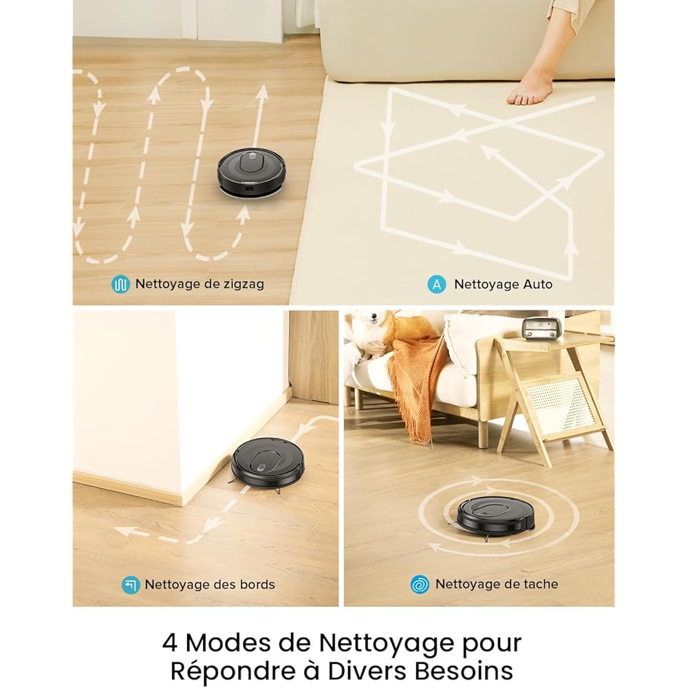 Vexilar Cleanova W7 Aspirateur Robot 3 en 1,Robot aspirateur Laveur Aspiration 4000Pa,120min d'Autonomie,Anti-Enchevêtrement,Alexa/APP/IFTTT,Ultra-Silencieux 55dB,aspirateur Robot Poils Animaux : Cuisine et Maison