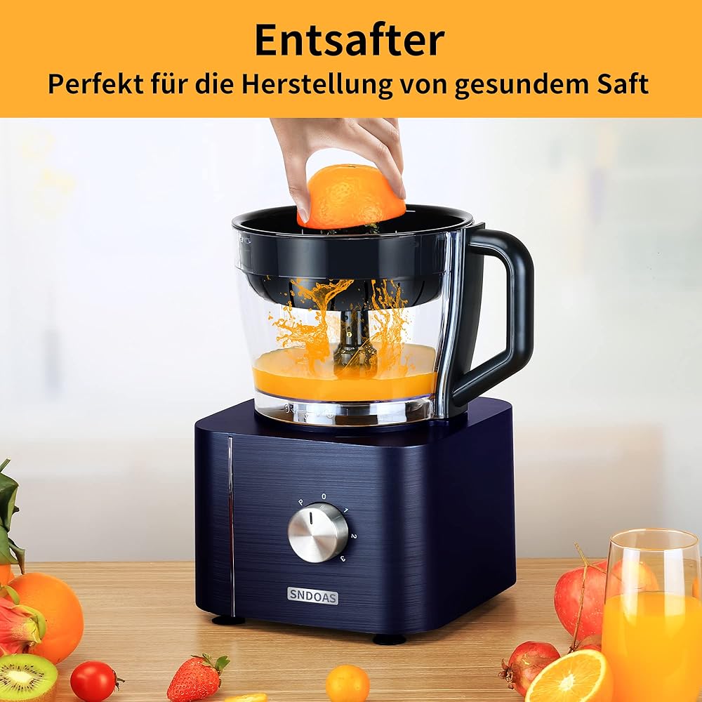 SNDOAS Robot Multifonction Cuisine, 1100 W Robot Culinaire, Bol Mélangeur 3.2 L, Hachoir Multifonction, Robot Mixeur 1.5 L, Moulin à café, Bleu Foncé : Cuisine et Maison