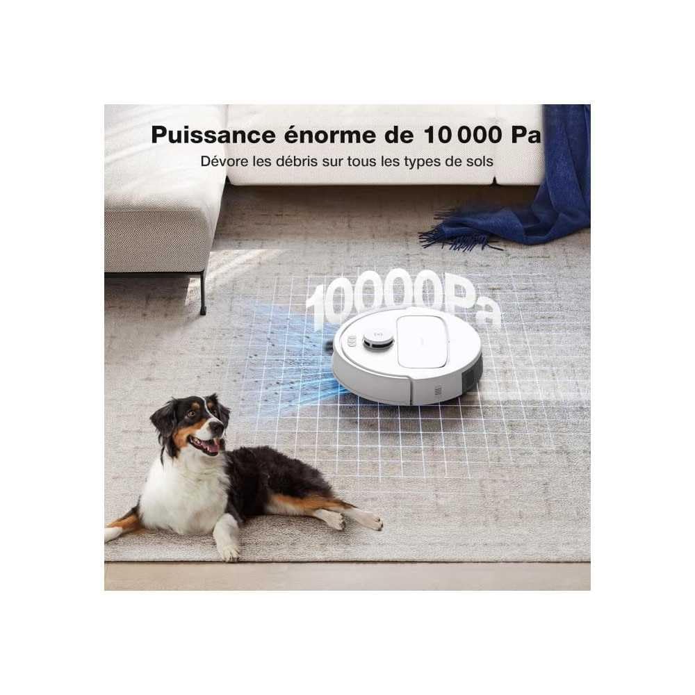 ECOVACS N30 PRO OMNI Aspirateur Robot avec Station OMNI tout-en-un, 10000Pa, Robot Aspirateur Laveur avec Brosse ZeroTangle 2.0, Nettoyage à l'eau chaude 60℃, Nettoyage Humide adaptatif TruEdge, Blanc : Cuisine et Maison