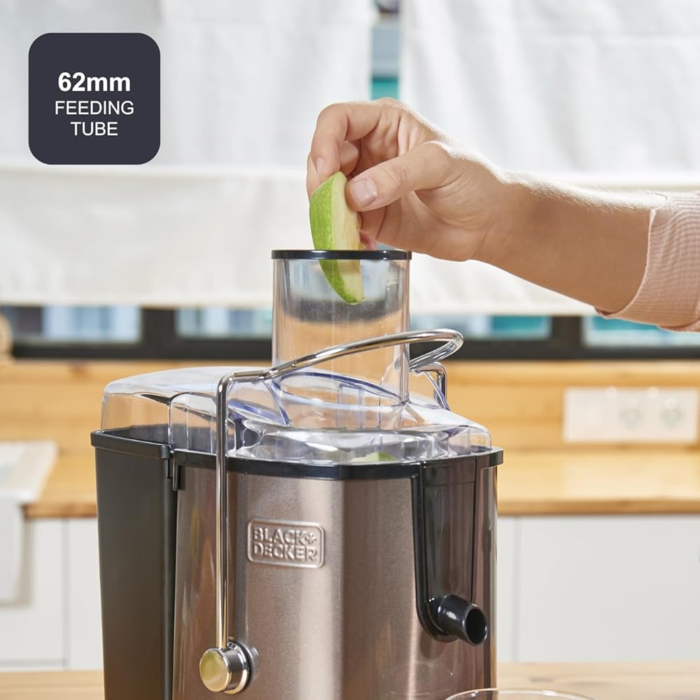 BLACK + DECKER BXJE600E - Centrifugeuse - 600 W - 2 Vitesses - Acier Inoxydable - Gris : Cuisine et Maison