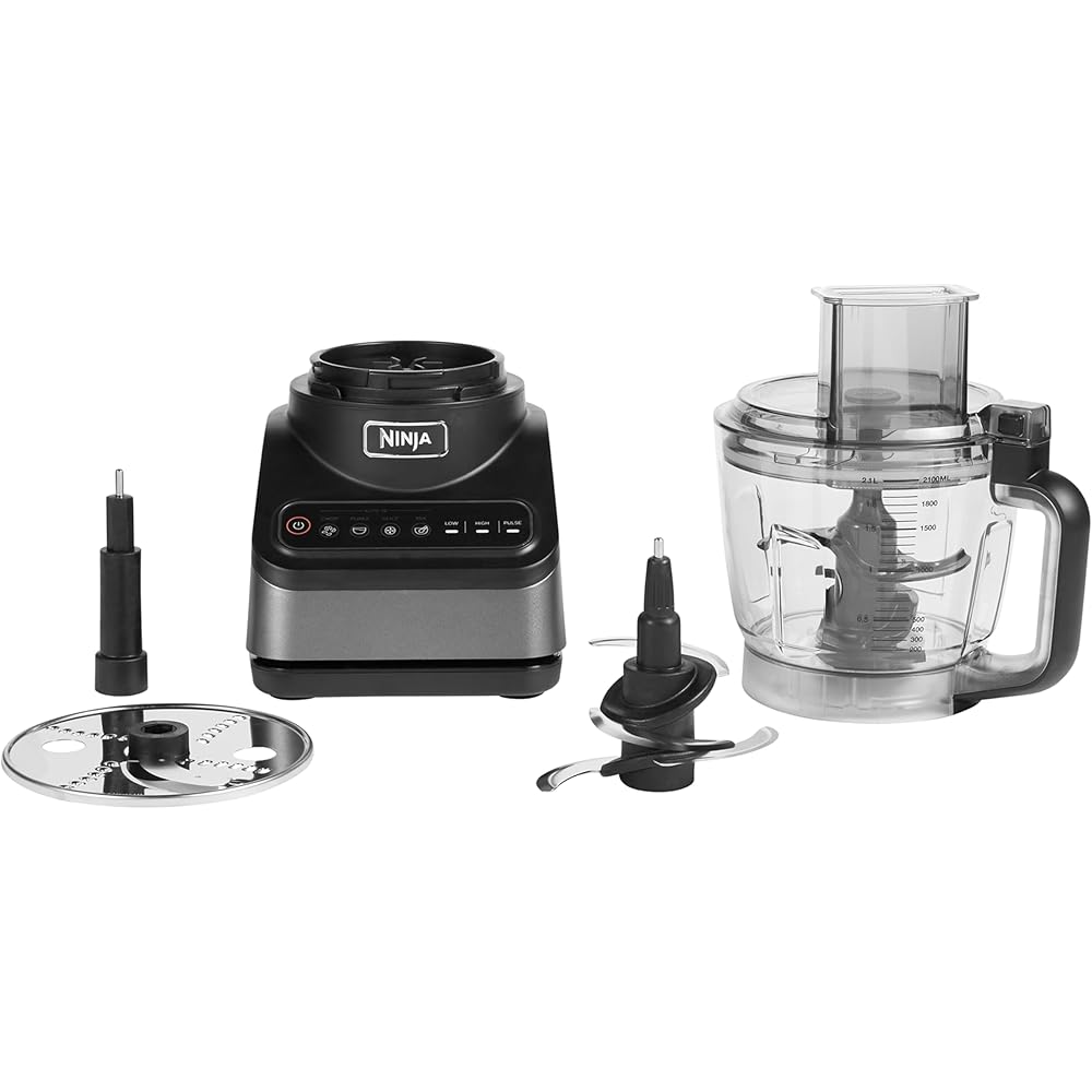 Ninja Robot de cuisine avec 4 programmes automatiques ; hacher, réduire en purée, trancher, mélanger, et 3 vitesses manuelles, bol de 2,1L, 850W, lave-vaisselle, noir BN650EU : Cuisine et Maison