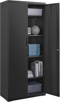 Meuble de Rangement Bureau, 5 Niveaux, Doubles Portes, Serrure, OMC015B01