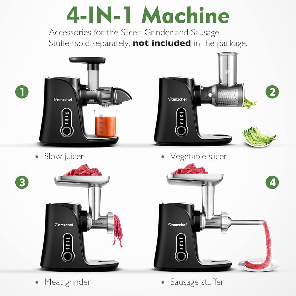 AMZCHEF Extracteur de Jus avec Double Vitesse Modes (Soft et Hard) - Extracteur de Jus de Fruits et Légumes - Juicer Machine avec Bouteille à jus Portable et 2 Tasses - Noir : Cuisine et Maison