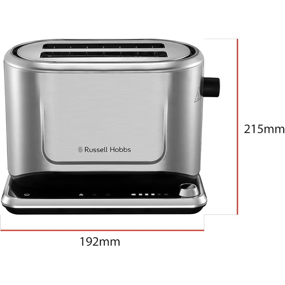 Russell Hobbs Grille Pain [Programmable] Attentiv (Fentes extra larges, Tactile, mémorisele brunissage, Tout type de pain, Surélévation, Chauffe Viennoiserie,Tiroir Ramasse Miettes) Toaster 26210-56 : Cuisine et Maison