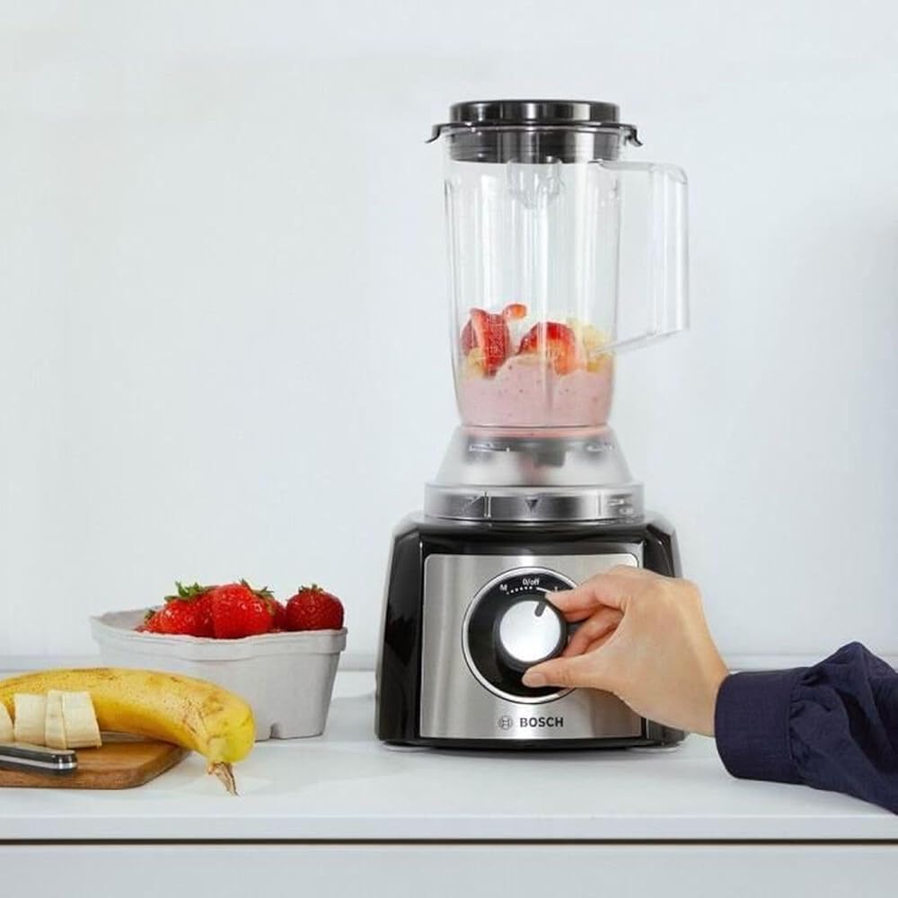 Bosch MultiTalent 3 MCM3501M – Robot de cuisine polyvalent avec plus de 50 fonctions – 800 W – Capacité de 2,3 L – Couleur : Noir/Inox brossé : Cuisine et Maison