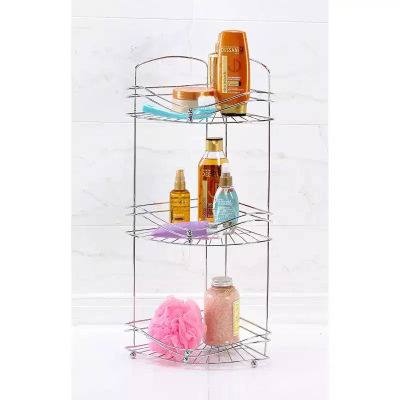 3 Tier Corner Rack Ocean Chrome - Bath Bliss
