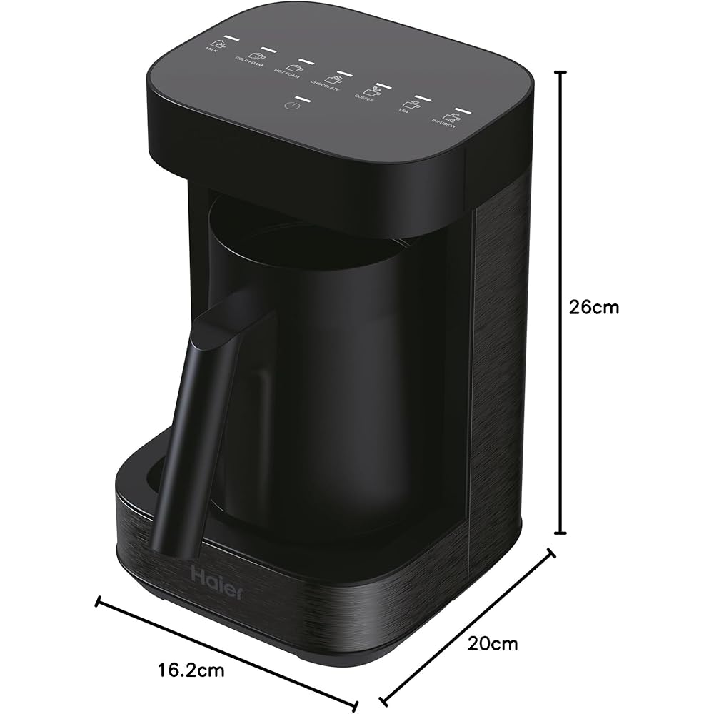 Haier I-Master Série 5 Préparateur de Boissons Chaudes et Mousseur Multi-Boissons, Programmes Lait, Café, Chocolat Chaud, Thé et Infusions, 350ml [Noir] : Cuisine et Maison