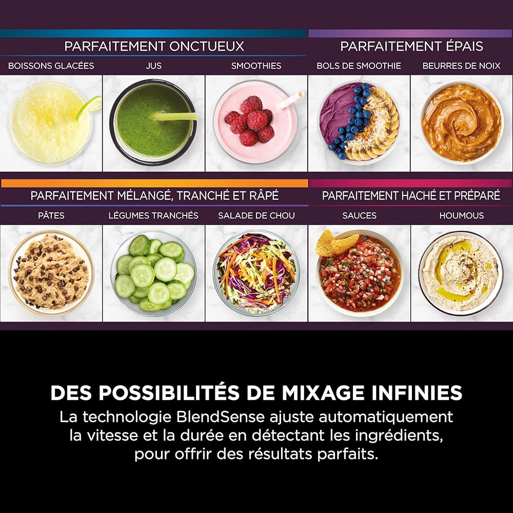 Ninja Detect Power Blender Processor Pro 3-en-1, mixeur 1200W, bol à mélanger, lame malaxeur, gobelet individuel, récipient, pétrir, mixer, hacher et mélanger, noir, TB401EU : Cuisine et Maison