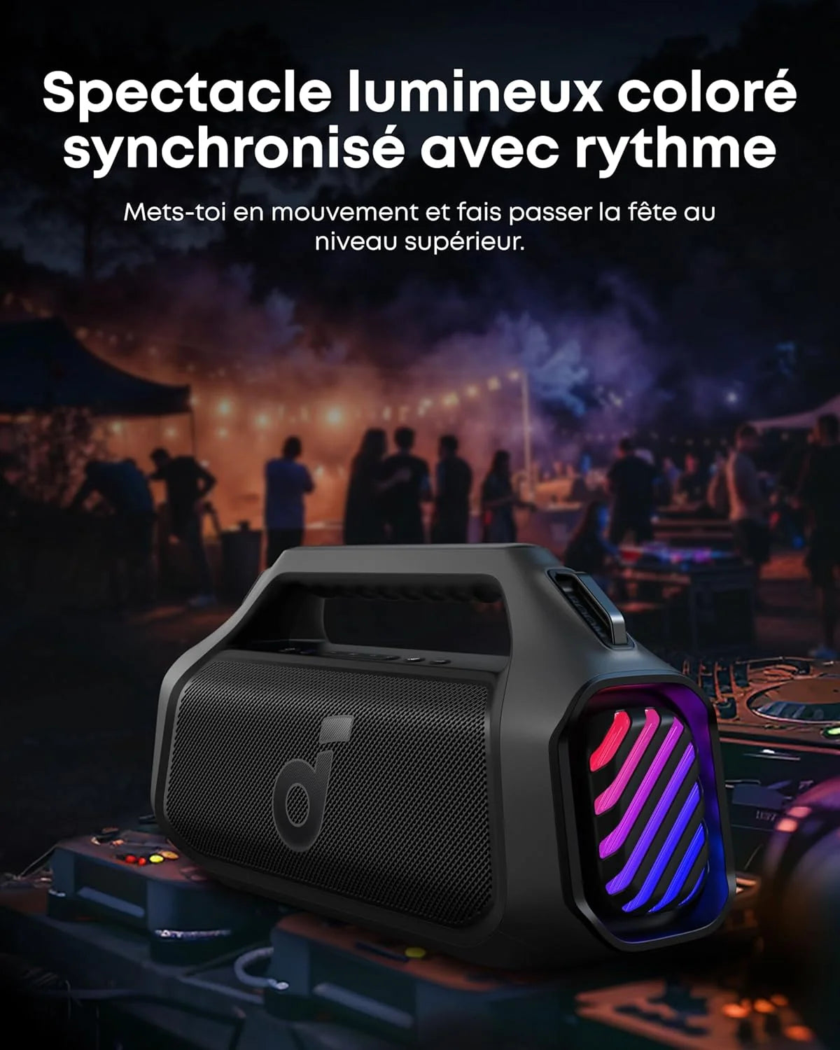 Boom 2 Plus Enceinte Bluetooth puissante, 140W, 2 2 canaux stéréo, BassUp 2.0, IPX7