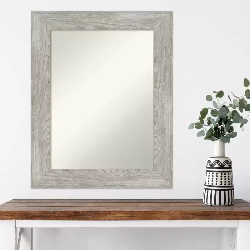 24" x 30" Non-Beveled Dove Gray Wash Wall Mirror - Amanti Art: Modern Rectangular Vanity, Includes Mount Hardware