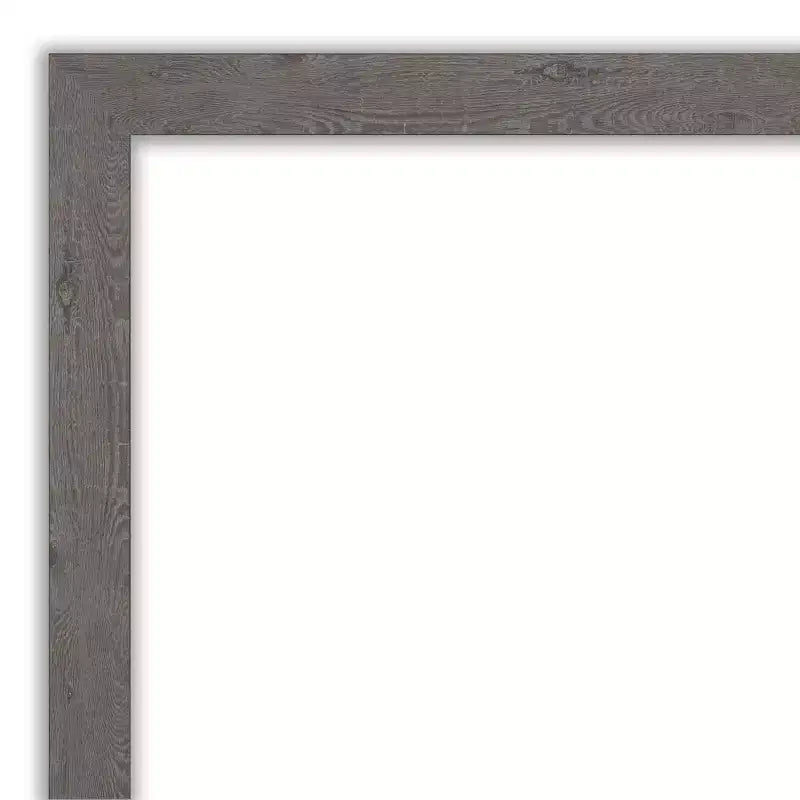 30" x 30" Non-Beveled Rustic Plank Gray Narrow Bathroom Wall Mirror - Amanti Art: Square, Polystyrene Frame, Wall Mounted