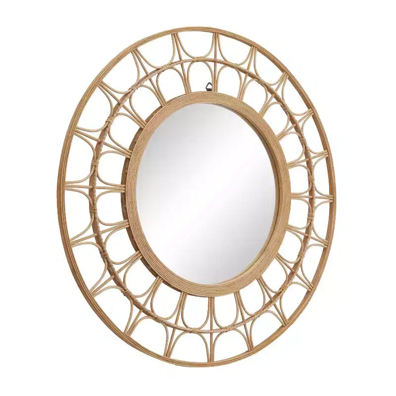 Bohemian Bamboo Starburst Wall Mirror Brown - Olivia & May
