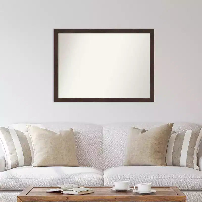 41" x 30" Non-Beveled Fresco Dark Walnut Wood Wall Mirror - Amanti Art