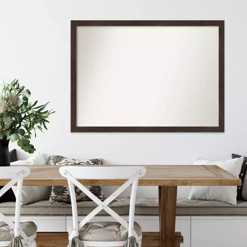 41" x 30" Non-Beveled Fresco Dark Walnut Wood Wall Mirror - Amanti Art