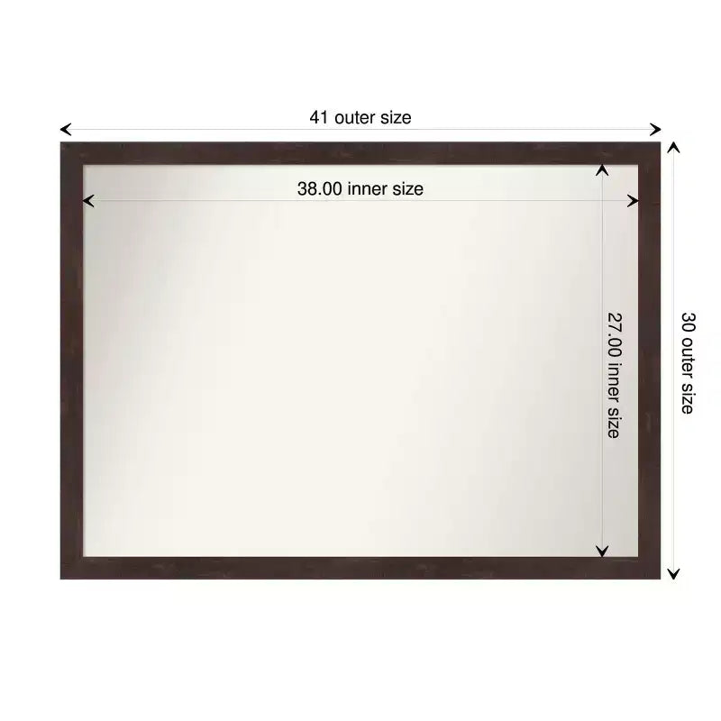 41" x 30" Non-Beveled Fresco Dark Walnut Wood Wall Mirror - Amanti Art