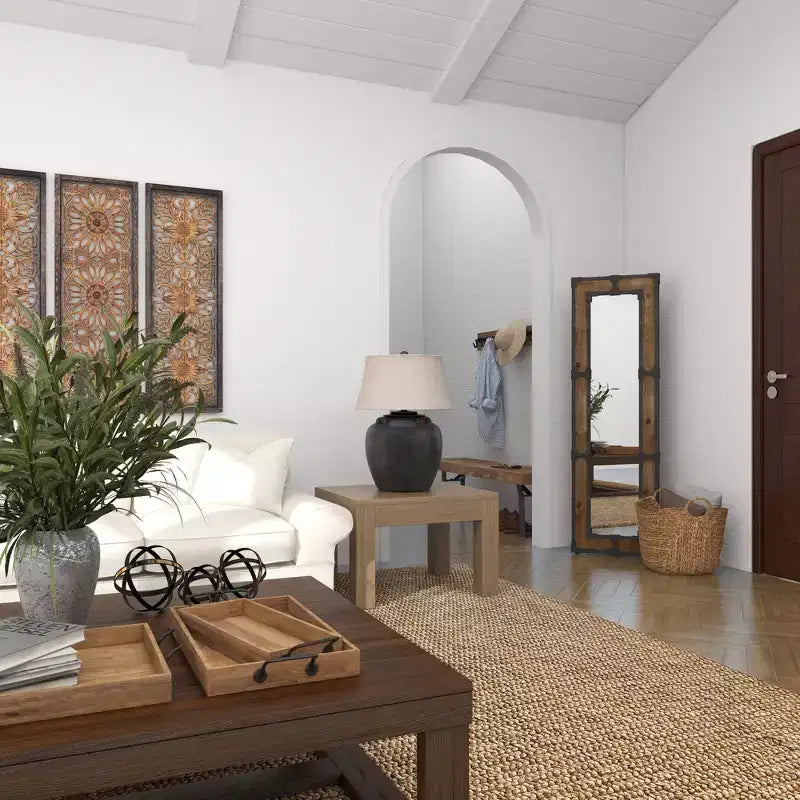 Rustic Wood Floor Mirror Brown - Olivia & May: Freestanding, Decorative, Ornate Wooden, No Assembly Required