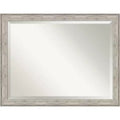 45" x 35" Crackled Metallic Framed Wall Mirror Silver - Amanti Art: Modern Rectangle Beveled, Polystyrene Frame, No Assembly Required