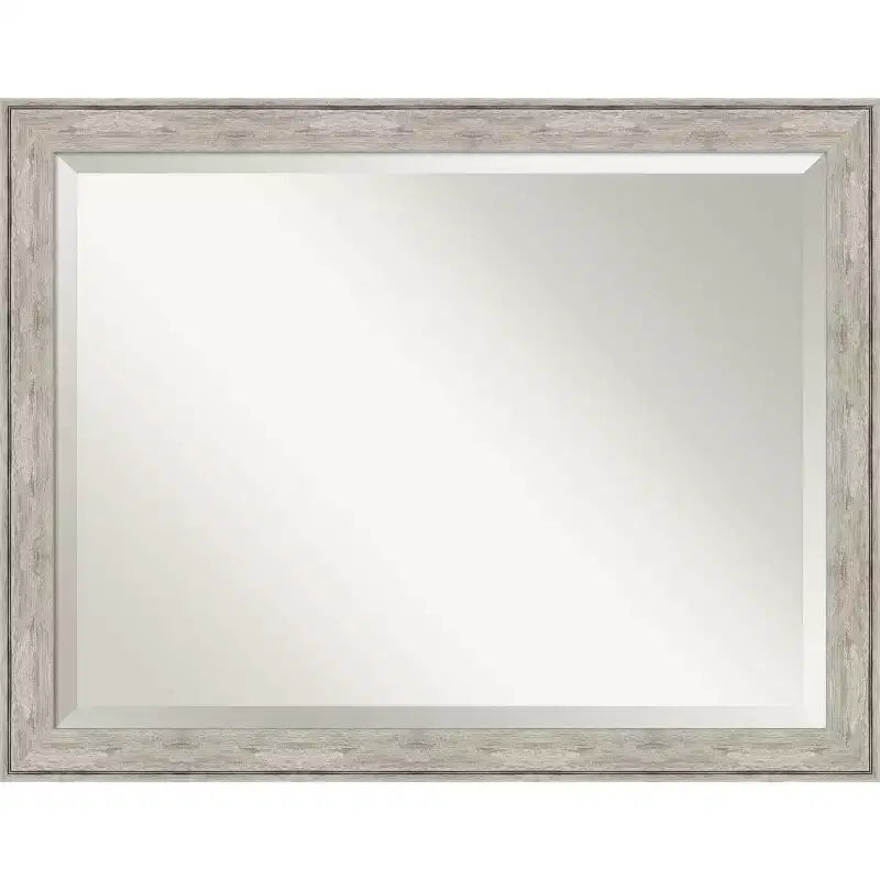 45" x 35" Crackled Metallic Framed Wall Mirror Silver - Amanti Art: Modern Rectangle Beveled, Polystyrene Frame, No Assembly Required