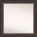 32" x 32" Non-Beveled Thomas Black Bronze Bathroom Wall Mirror - Amanti Art: Modern Square Polystyrene Frame, Includes Mount Hardware