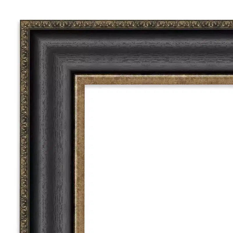 32" x 32" Non-Beveled Thomas Black Bronze Bathroom Wall Mirror - Amanti Art: Modern Square Polystyrene Frame, Includes Mount Hardware