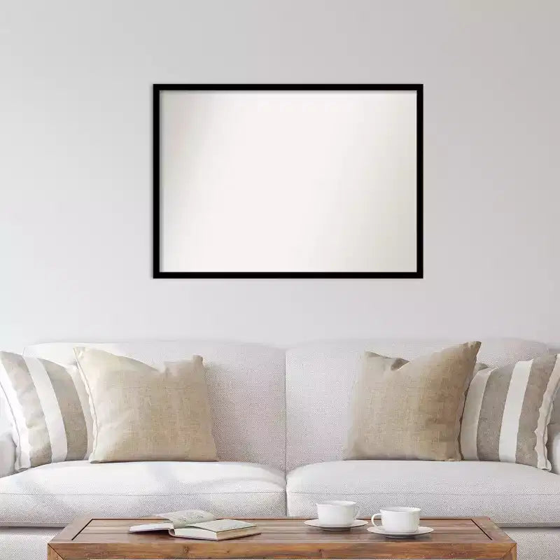 40" x 29" Non-Beveled Jet Black Wall Mirror - Amanti Art
