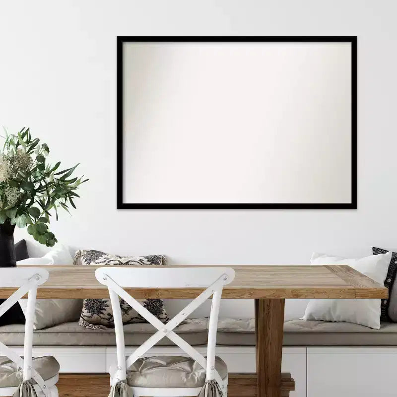 40" x 29" Non-Beveled Jet Black Wall Mirror - Amanti Art