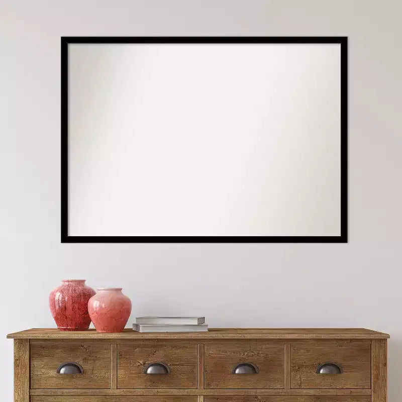 40" x 29" Non-Beveled Jet Black Wall Mirror - Amanti Art