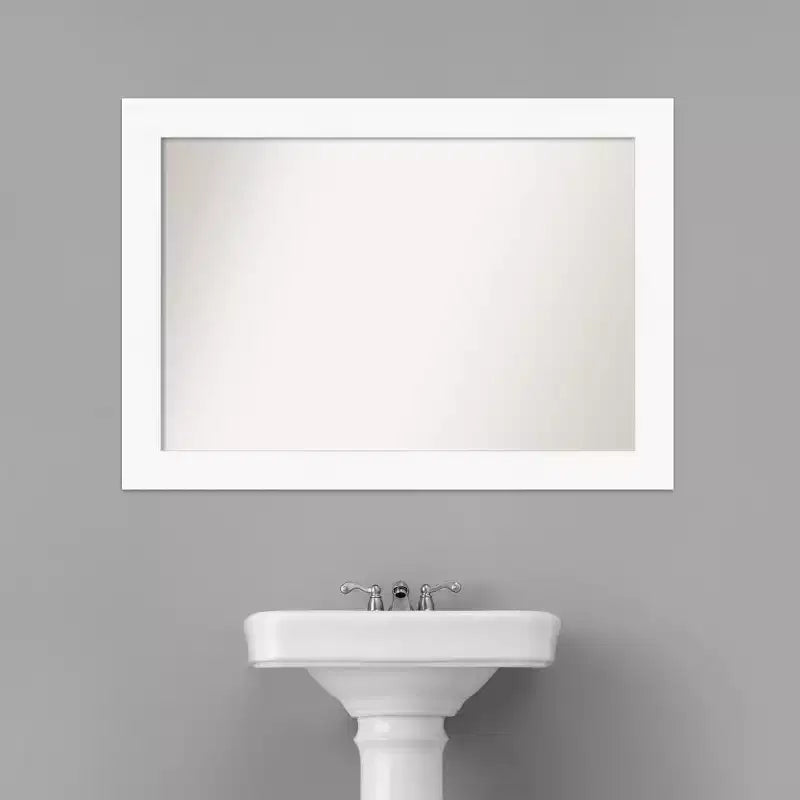 42" x 30" Non-Beveled Cabinet Bathroom Wall Mirror White - Amanti Art: Modern Polystyrene Framed, Includes Mounting Hardware