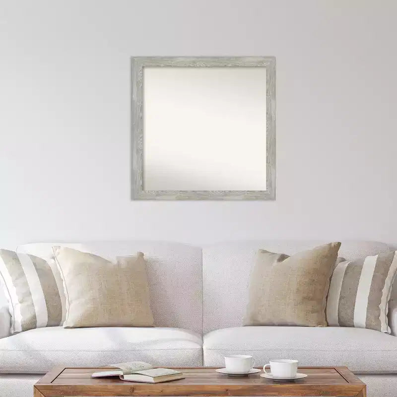 30" x 30" Non-Beveled Dove Gray Wash Narrow Wall Mirror - Amanti Art