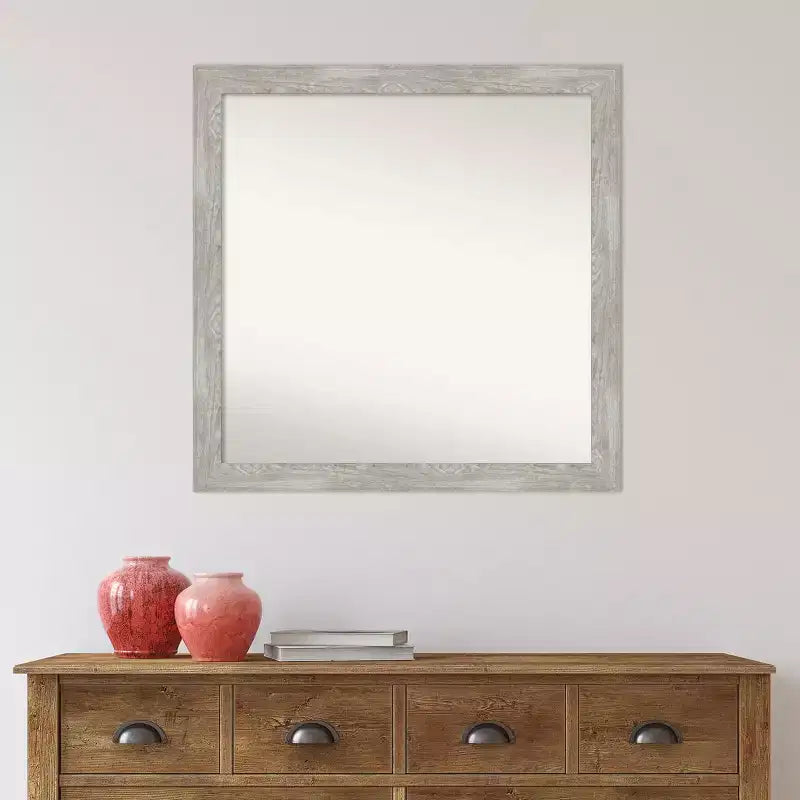 30" x 30" Non-Beveled Dove Gray Wash Narrow Wall Mirror - Amanti Art