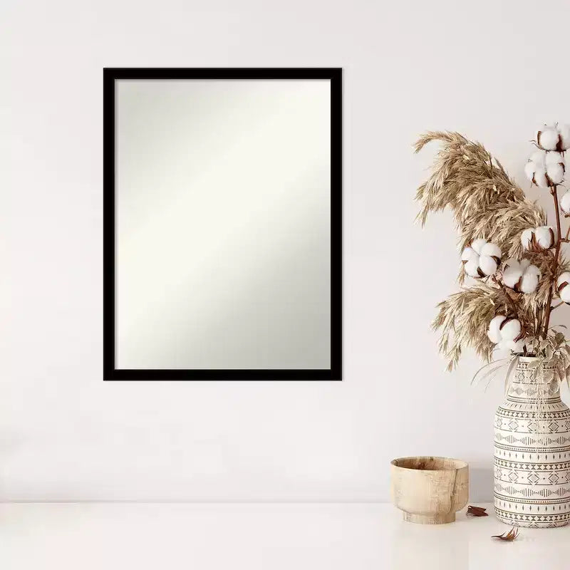 20" x 26" Non-Beveled Jet Black Wall Mirror - Amanti Art