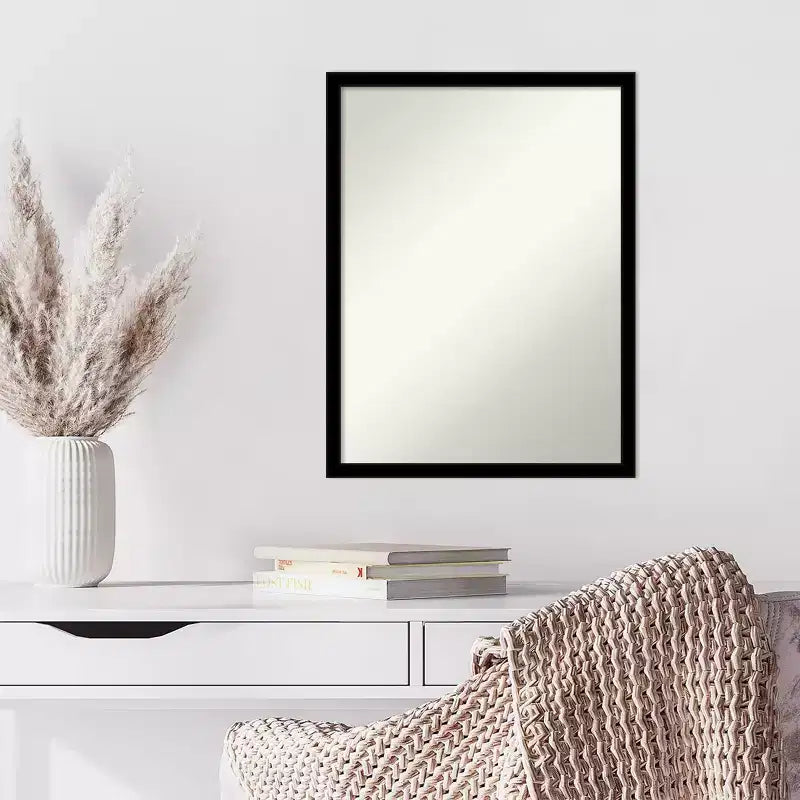 20" x 26" Non-Beveled Jet Black Wall Mirror - Amanti Art