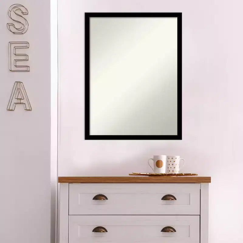 20" x 26" Non-Beveled Jet Black Wall Mirror - Amanti Art
