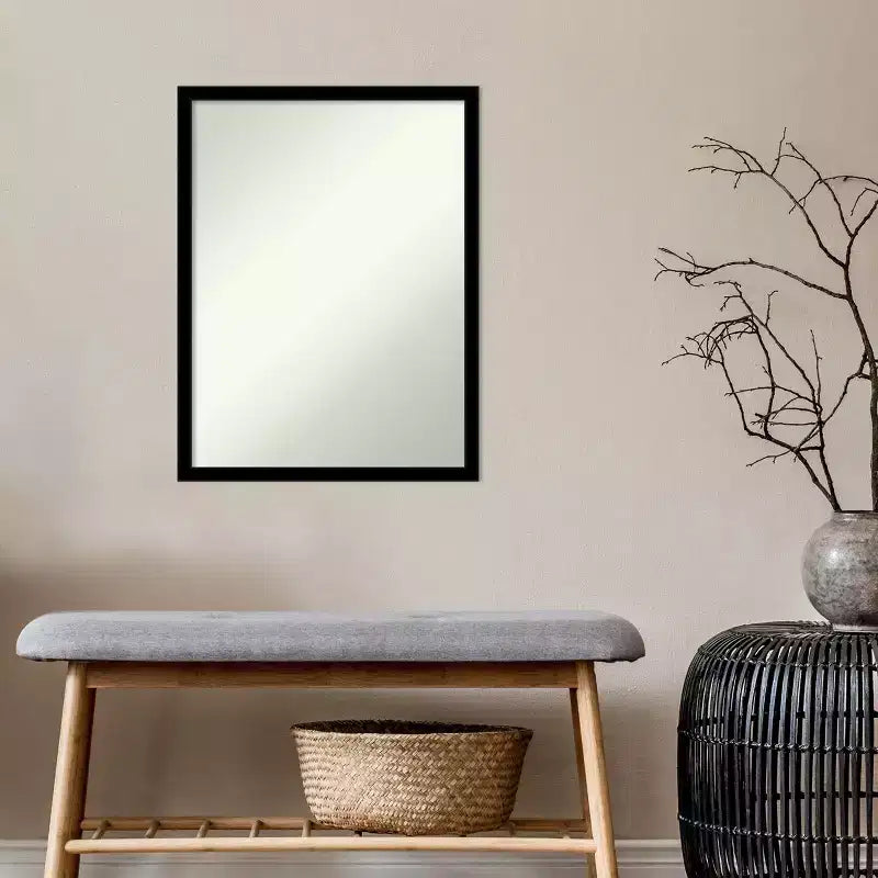 20" x 26" Non-Beveled Jet Black Wall Mirror - Amanti Art