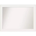 44" x 33" Non-Beveled Ridge White Wall Mirror - Amanti Art: Modern Rectangle, Includes Mounting Hardware