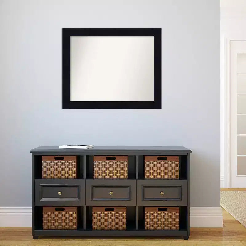 32" x 26" Non-Beveled Shiplap Navy Wood Wall Mirror - Amanti Art