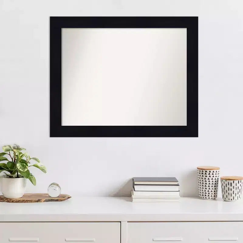 32" x 26" Non-Beveled Shiplap Navy Wood Wall Mirror - Amanti Art
