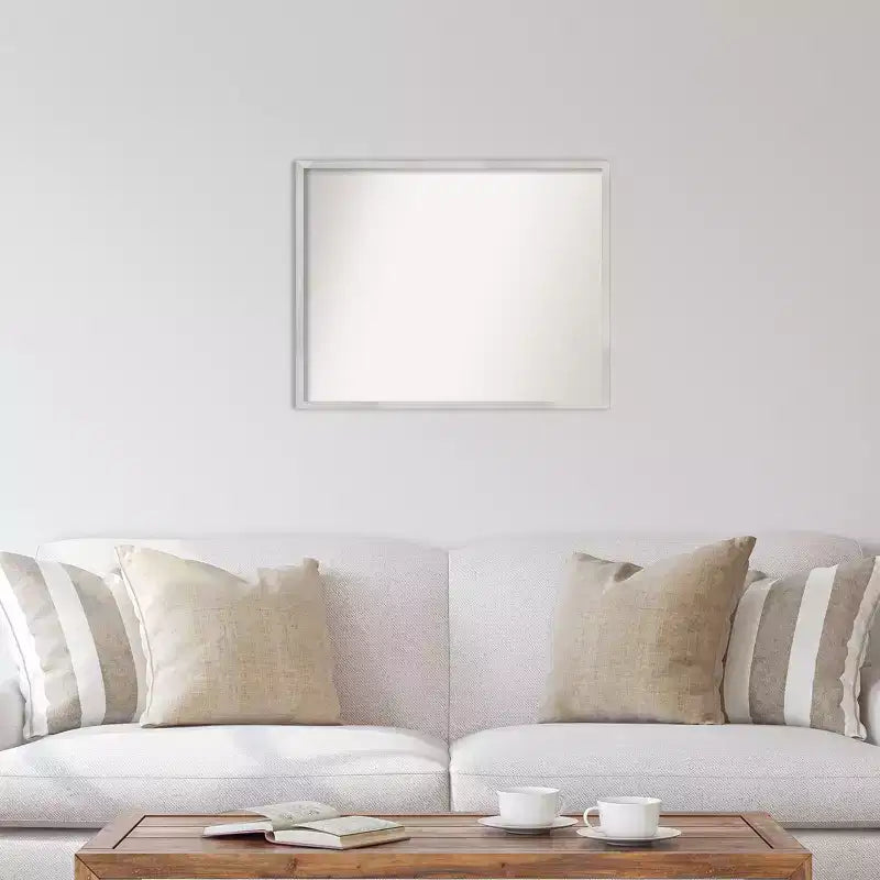 30" x 24" Non-Beveled Svelte Silver Wood Wall Mirror - Amanti Art: Modern Rectangular, Easy to Clean, No Assembly Required