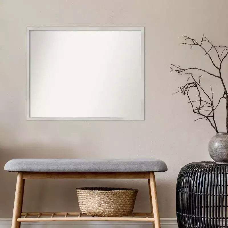 30" x 24" Non-Beveled Svelte Silver Wood Wall Mirror - Amanti Art: Modern Rectangular, Easy to Clean, No Assembly Required