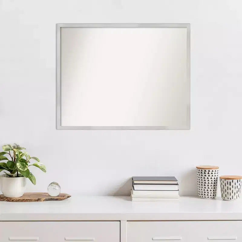 30" x 24" Non-Beveled Svelte Silver Wood Wall Mirror - Amanti Art: Modern Rectangular, Easy to Clean, No Assembly Required