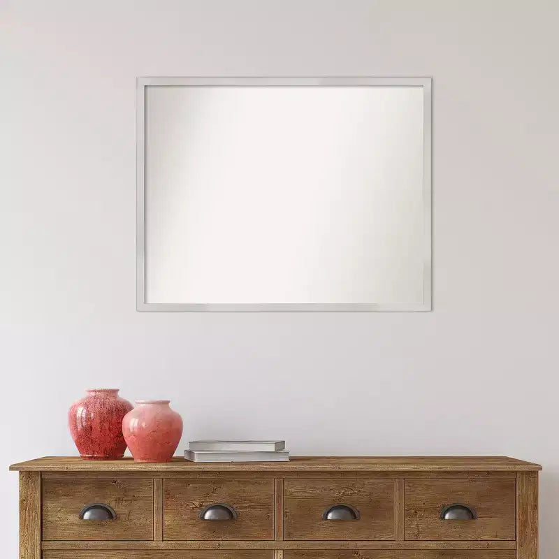 30" x 24" Non-Beveled Svelte Silver Wood Wall Mirror - Amanti Art: Modern Rectangular, Easy to Clean, No Assembly Required