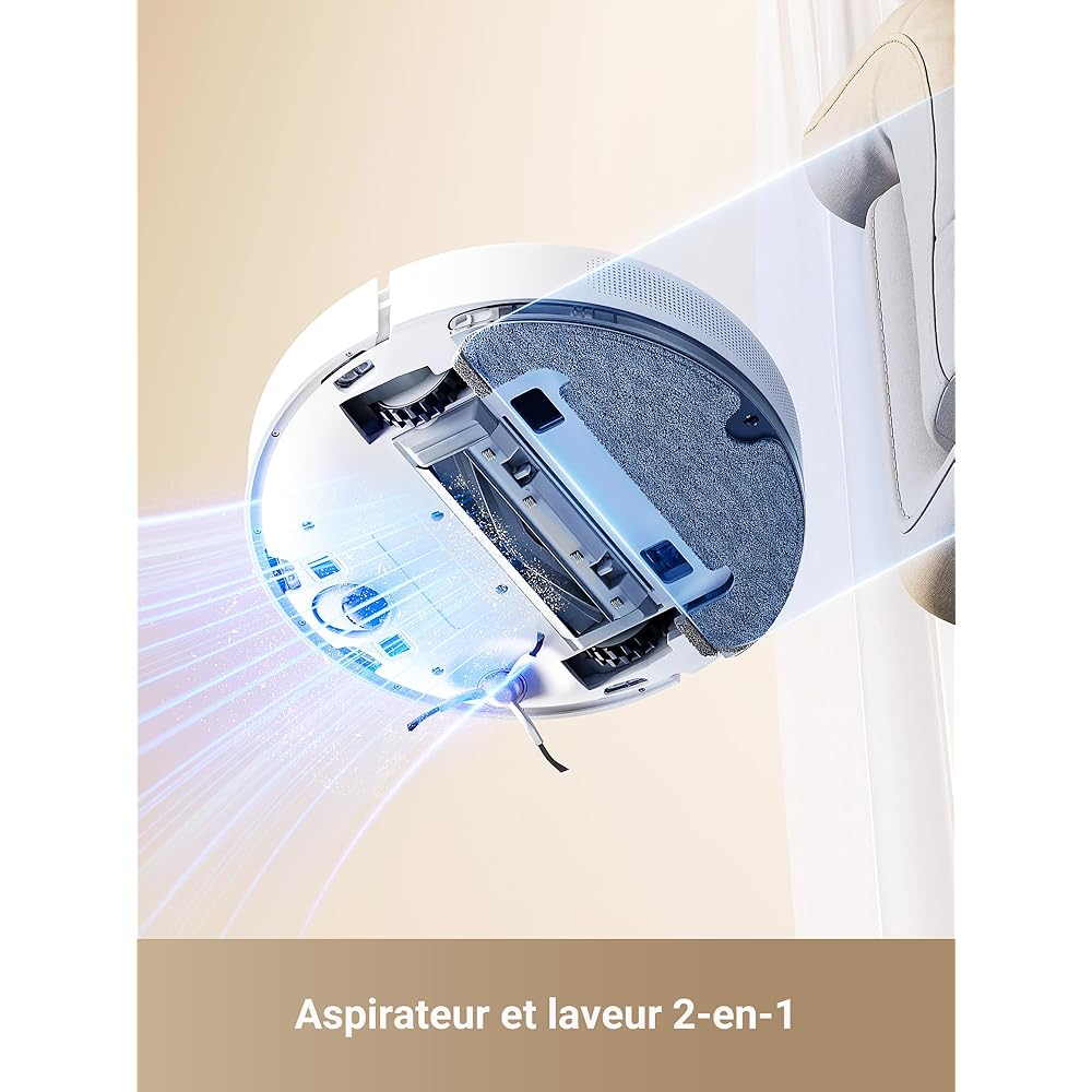 dreame D10 Plus Gen 2 Robot Aspirateur Laveur avec Vidange Automatique Poussière, Stocke jusqu'à 90 Jours de Poussière, Navigation LiDAR, Aspiration 6000Pa Tapis et Poils d'animaux, Batterie 285 Min : Cuisine et Maison
