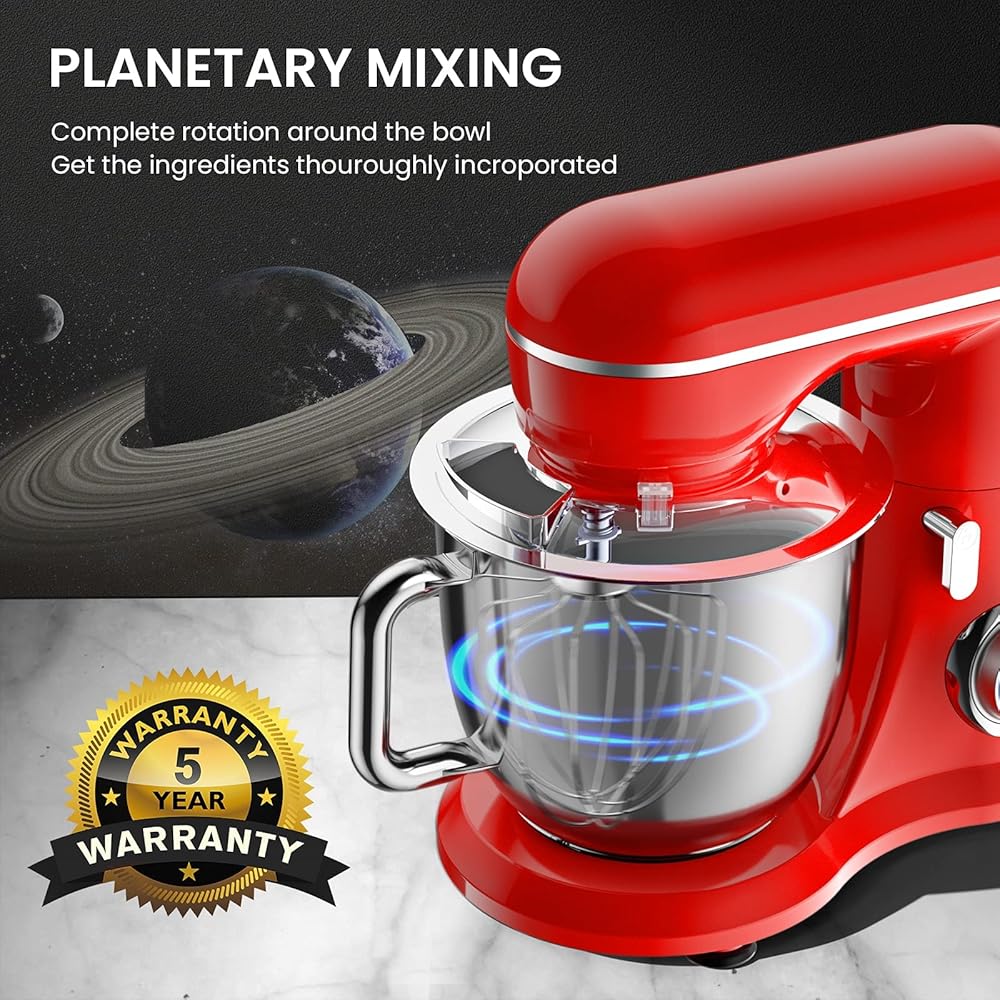KICHOT 4.5L Robot Pâtissier, 1300W 10Vitesses Robot de Cuisine Multifonction, Robot Mixeur Pâtisserie, Bol d'Acier Inoxydable, Fouet Batteur, Crochet : Cuisine et Maison