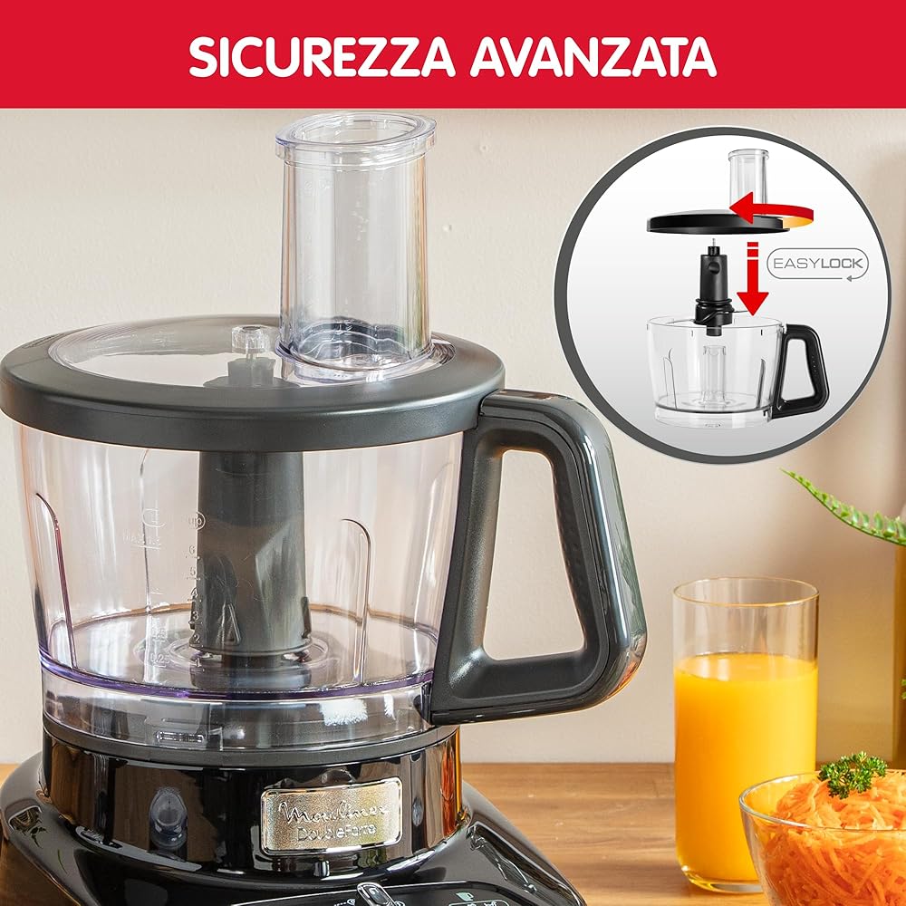 Moulinex Robot multifonction, 1000 W, 28 fonctions, Bol 3 L, Blender 2 L, Hachoir, Disques pour râper et émincer, Lames inox titanium, Robot cuisine, DoubleForce FP821811 : Cuisine et Maison
