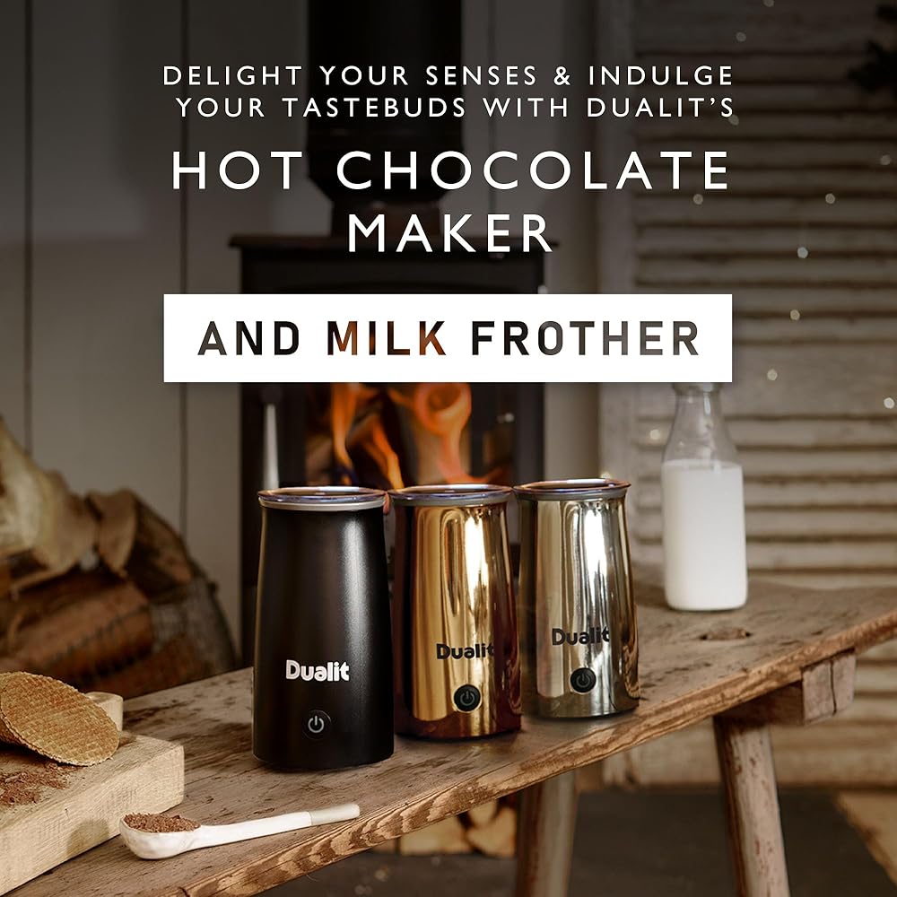 Dualit Mousseur à lait portatif idéal pour les blancs plats, les chocolats chauds, les cappuccinos lattes et plus encore - Fonctionnement One Touch - mousseur filaire : Cuisine et Maison